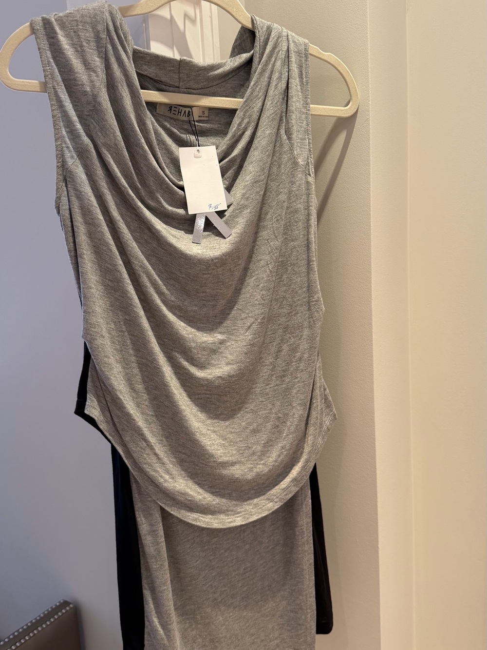 Rehab Asymmetrical Draped Top in Grey